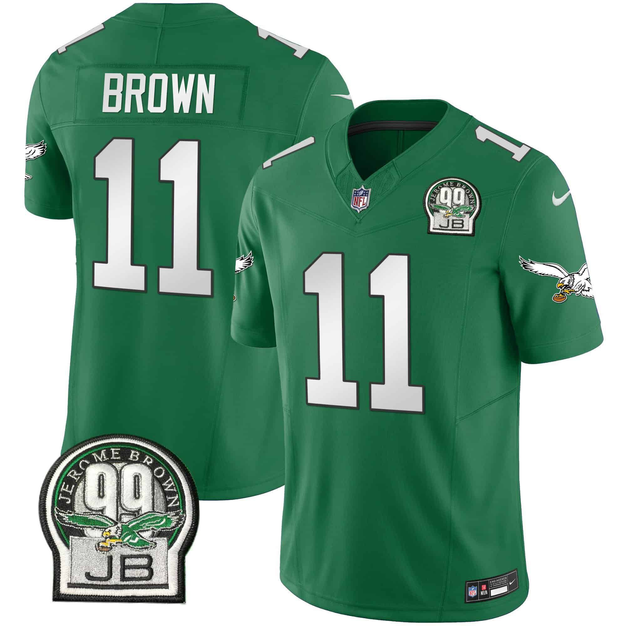 Men Philadelphia Eagles #11 Brown Green 2024 Nike Jerome Brown Patch Alternate Limited NFL Jersey style 1->indianapolis colts->NFL Jersey